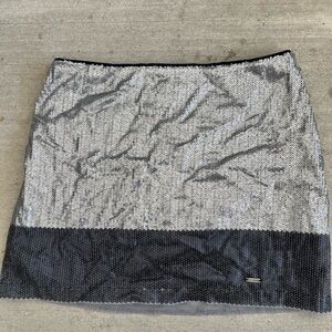 Hollister Black and Silver Sequin Mini Skirt